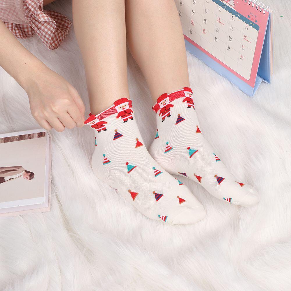 ORIENTLII Tất Cotton Mềm Mại Phong Cách Giáng Sinh Đáng Yêu Cho Nữ