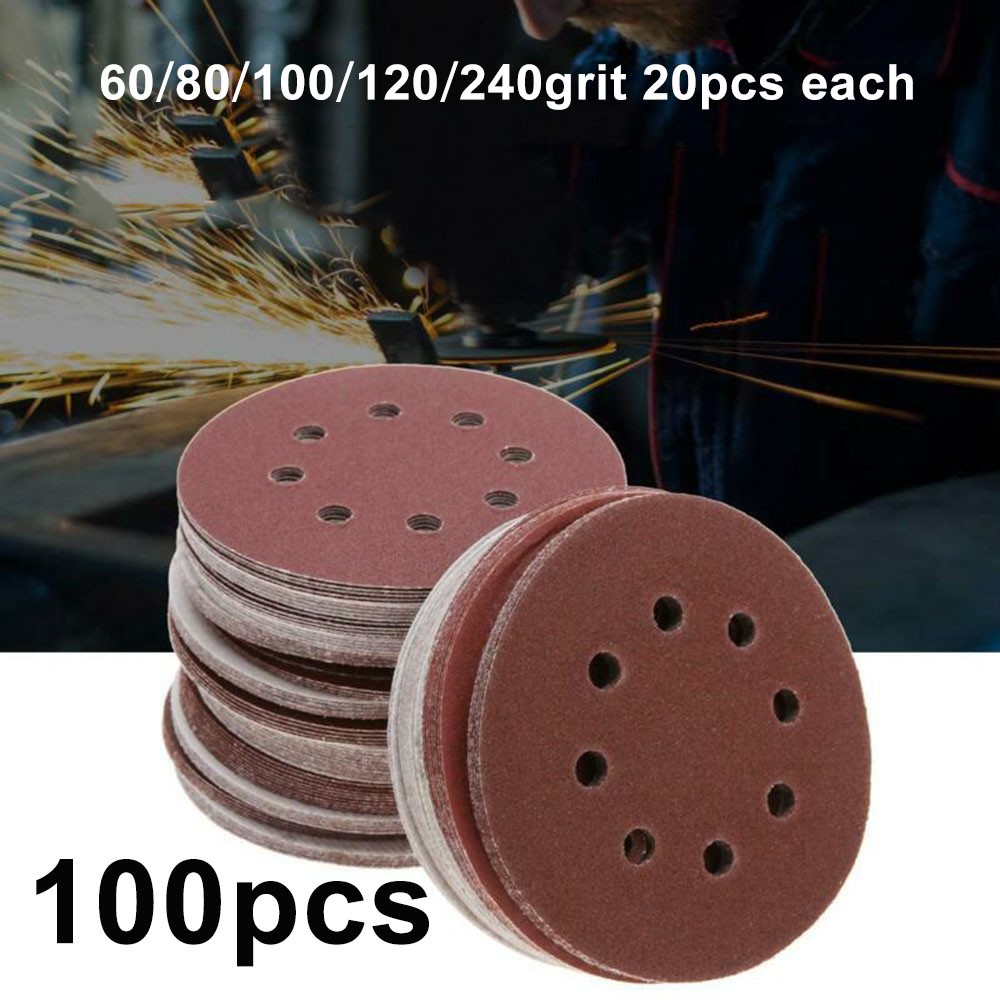 Bộ 100 Đĩa Chà Nhám Gỗ Hình Tròn 125mm Bằng Silicon