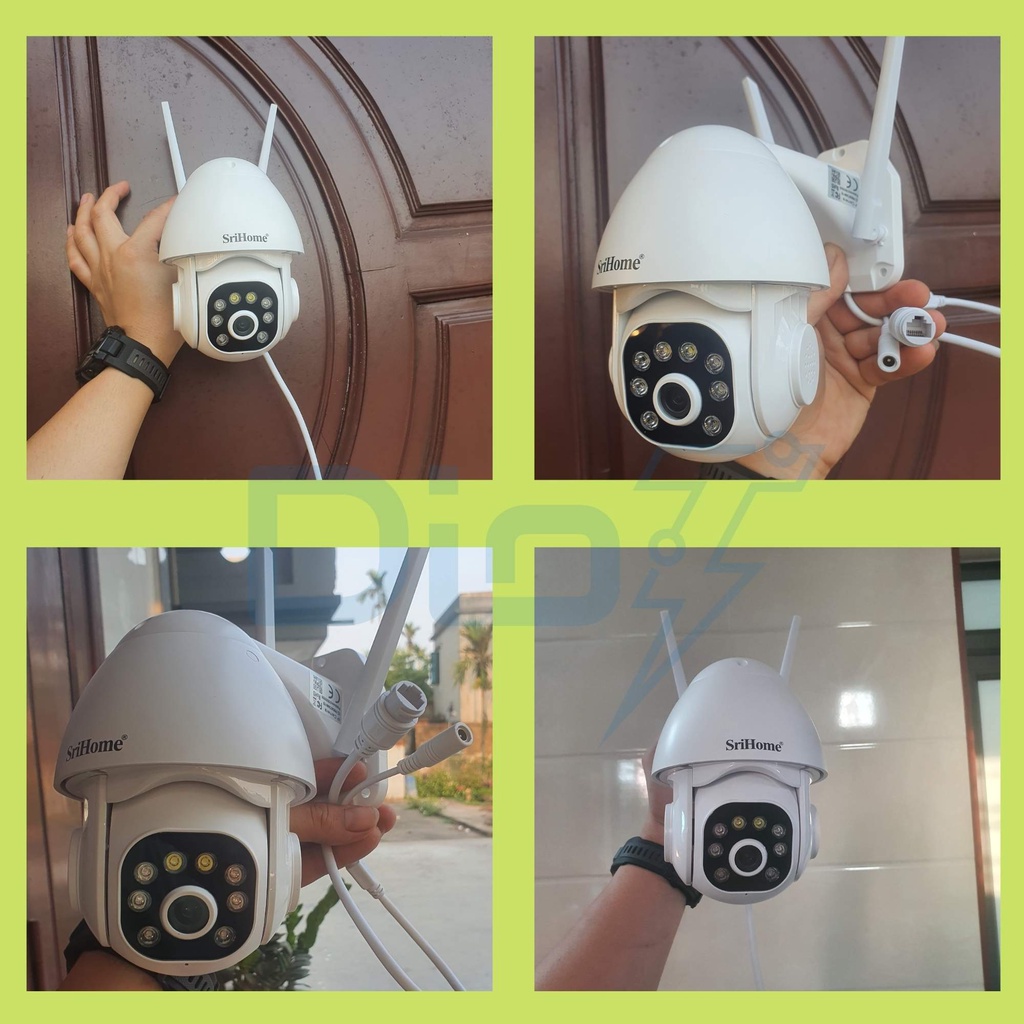 Camera wifi chống nước 2K quay đêm có màu xoay 360 độ Srihome SH039