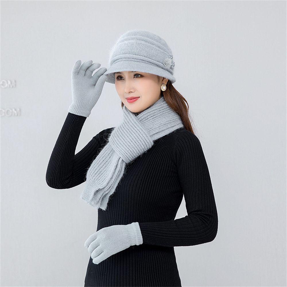 EUTUS Set 3 Mũ Len Kèm Khăn Choàng Cổ Thời Trang Mùa Đông