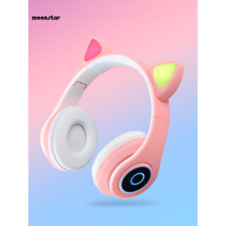 MS   Dual Stereo Channel Wireless Headset Flash Light Wireless Headset with Mic Ergonomic Design for Girl