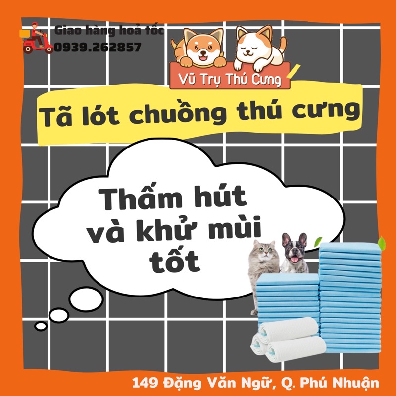 Tã lót chuồng cho thú cưng size 45x60cm, 50 miếng, thấm hút và khử mùi tốt