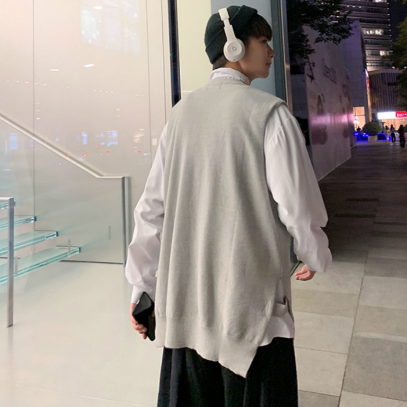 Áo len không tay cổ tròn thời trang dành cho nam áo len không tay cổ chữ v