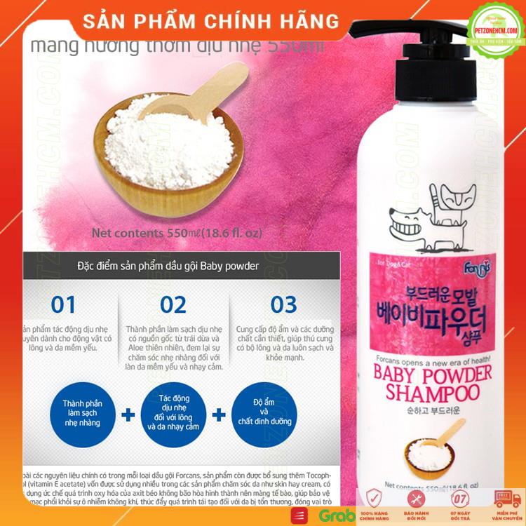 Sữa tắm cho chó con Forcans  FREESHIP Baby Powder  Forbis 550ml - Dầu gội dưỡng da và lông  cho chó con Hàn Quốc