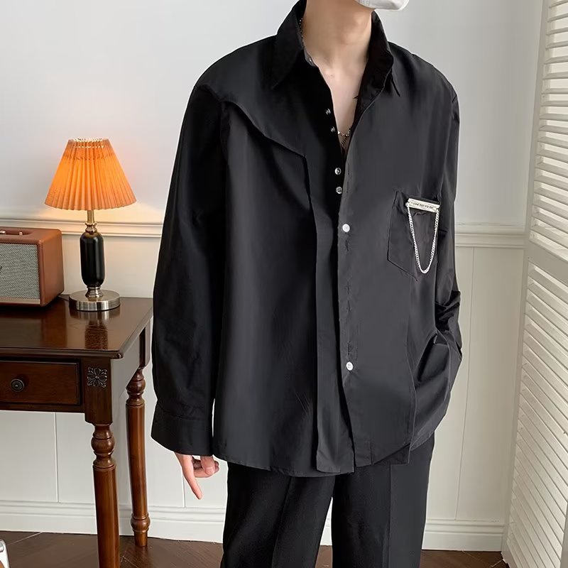 Áo Sơ Mi Tay Dài Màu Trơn Thời Trang Hàn Quốc Trẻ Trung Cho Nam