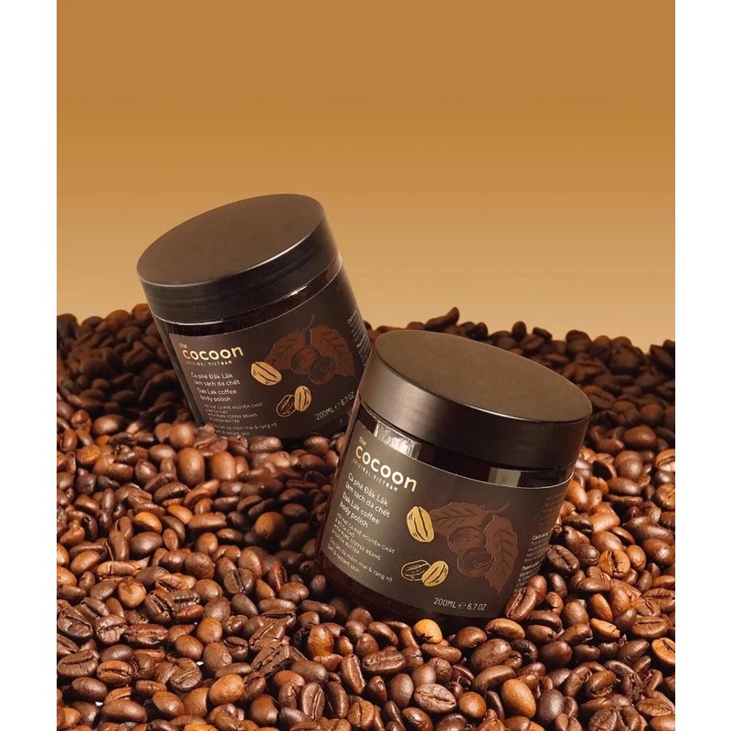 Tẩy da chết cơ thể cà phê Đắk Lắk Cocoon cho làn da mềm mại và rạng rỡ 200ml Coffee Body Polish - Vegan