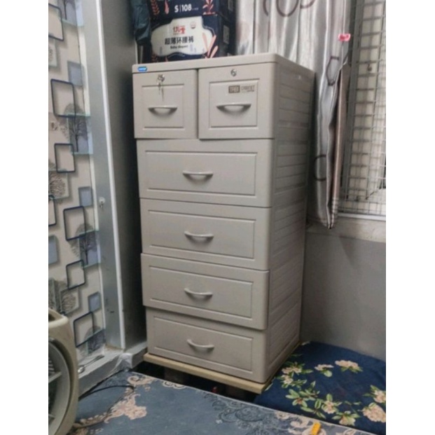 TỦ NHỰA VÂN GỖ 5 TẦNG 6 NGĂN DUY TÂN 60*48*124cm