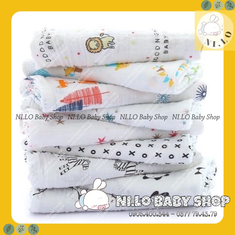 Khăn Tắm Muslin cho bé Vải Xô Kiluta Khổ 1m2 - 1m1