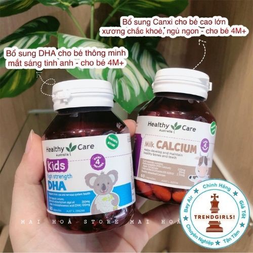 DHA Healthy Care Kid’s High DHA, Úc (60 viên) bổ sung omega-3 cho trí não bé từ 4 tháng tuối - Trend girls online