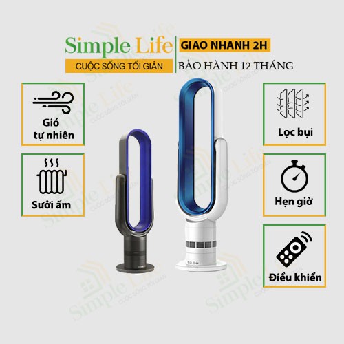 Quạt không cánh PURLEY nội địa trung, có SƯỞI ẤM, làm mát, lọc không khí và an toàn