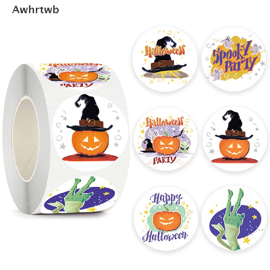 Set 500 Nhãn Dán 1 / 1.5 Inch Hình Bí Ngô Trang Trí Halloween