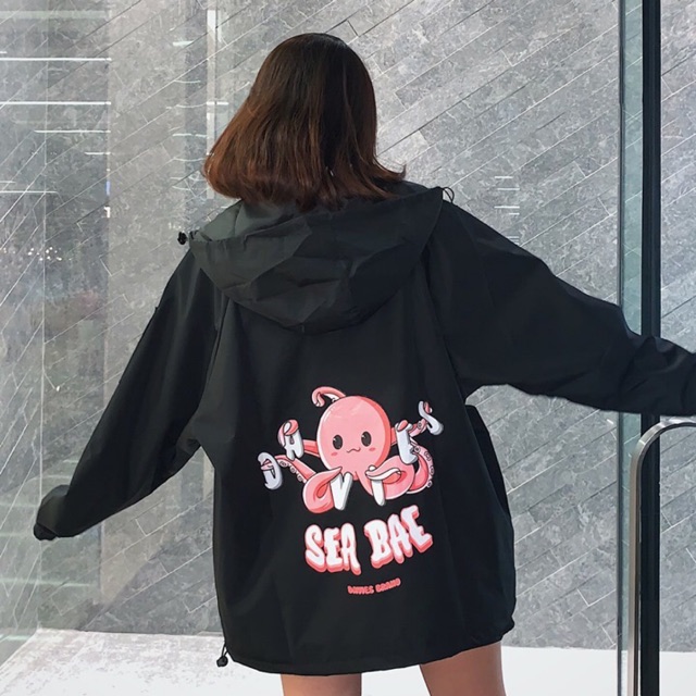 Áo khoác dù Sea Bae 🐙 ĐEN/TÍM/Nam nữ unisex/❤FREESHIP 99K❤️