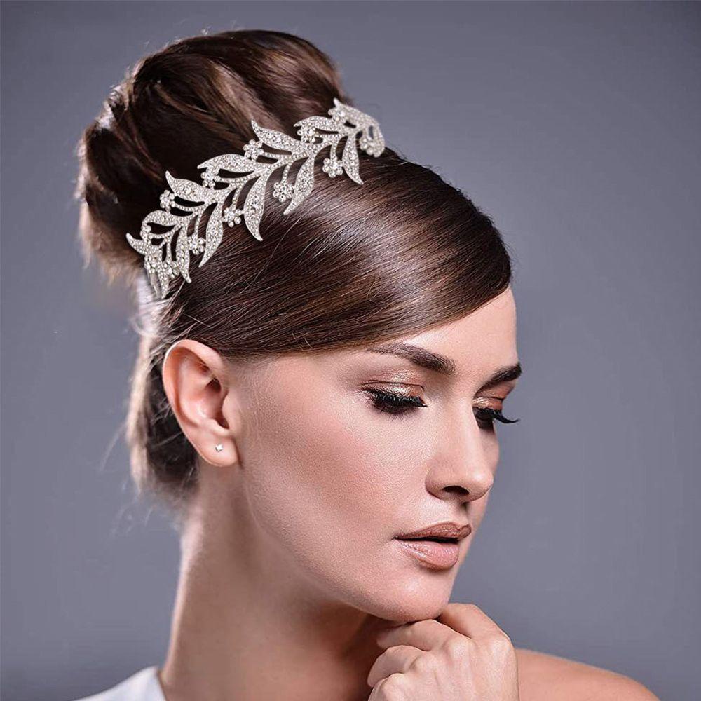 Kẹp Tóc Trang Trí Hình Chiếc Lá Thời Trang Cho Cô Dâu|Vương Miện Hợp Kim Phong Cách Hàn Quốc