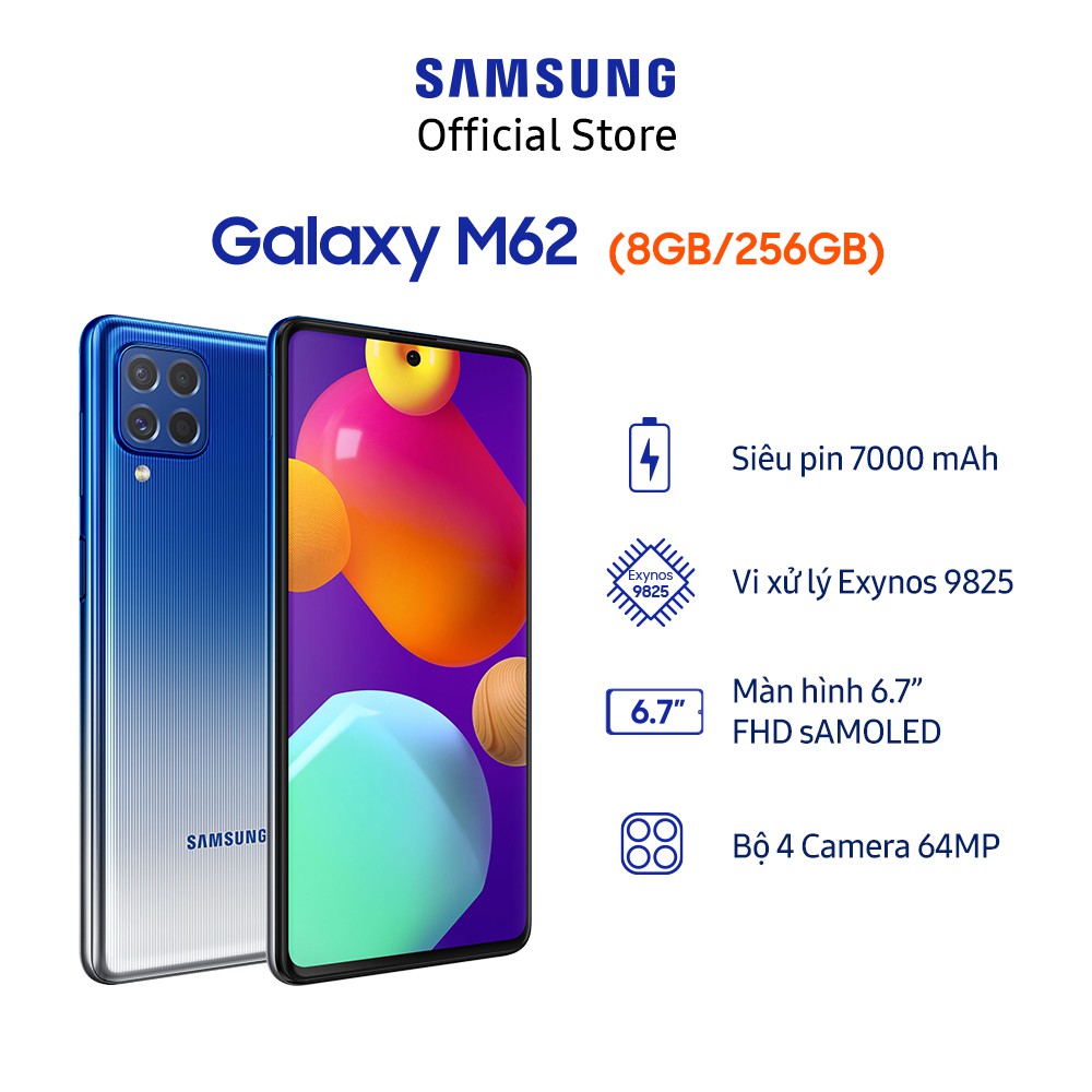 [Mã ELMALL1TR giảm 5% đơn 3TR] Điện Thoại Samsung Galaxy M62 8GB/256GB - Hàng Chính Hãng | BigBuy360 - bigbuy360.vn