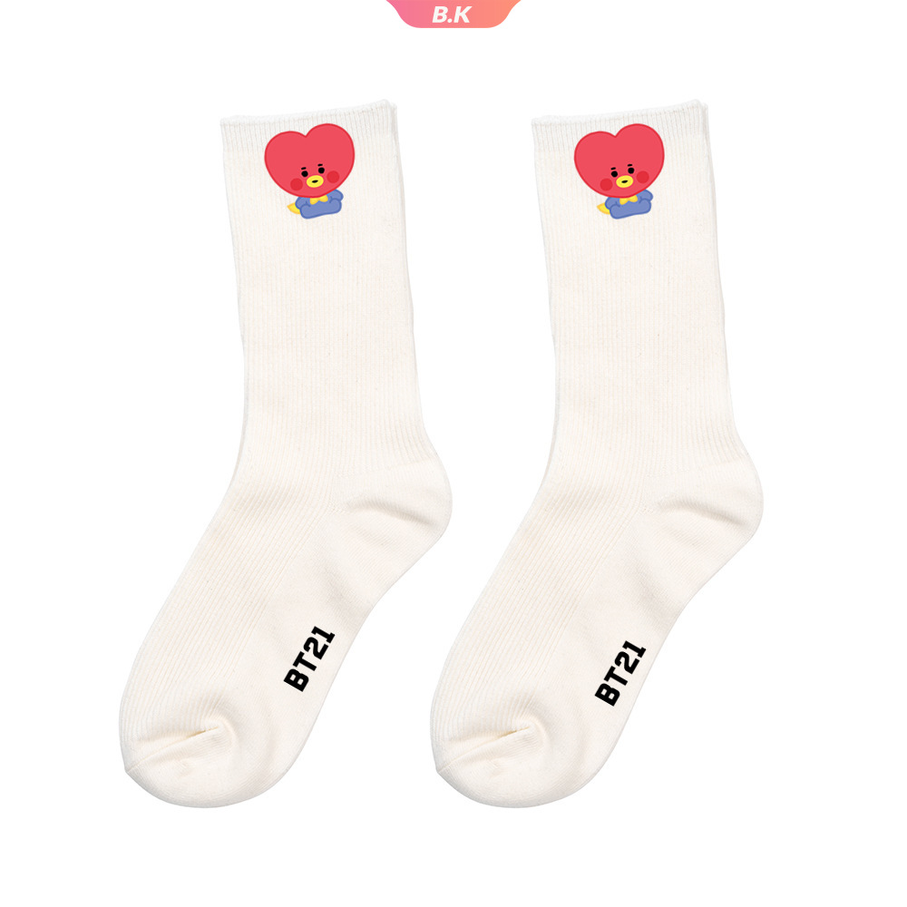 Vớ Cotton In Họa Tiết Hoạt Hình Bt21 Dễ Thương Cho Fan Hâm Mộ Nhóm Nhạc Bts (Ku2)