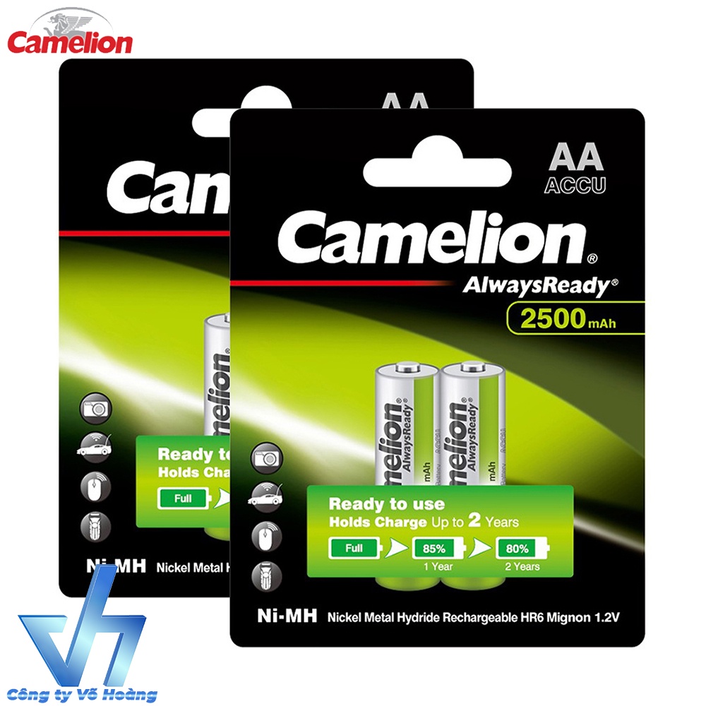 Combo 2 vỉ Pin sạc Camelion AA 2500mAh - Camelion AA AlwaysReady Ni-MH Rechargeable