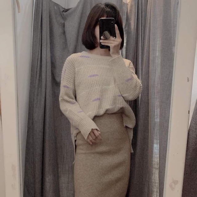 Áo len be sọc tím