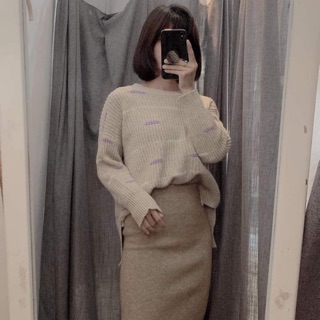 Áo len be sọc tím