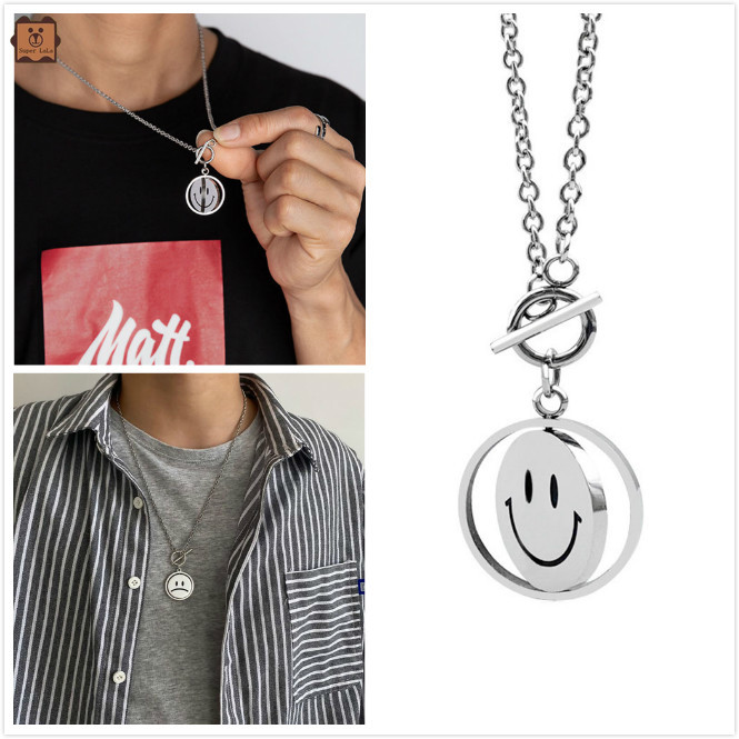 Vòng Cổ Mặt Tròn Họa Tiết Mặt Cười Đơn Giản Thời Trang