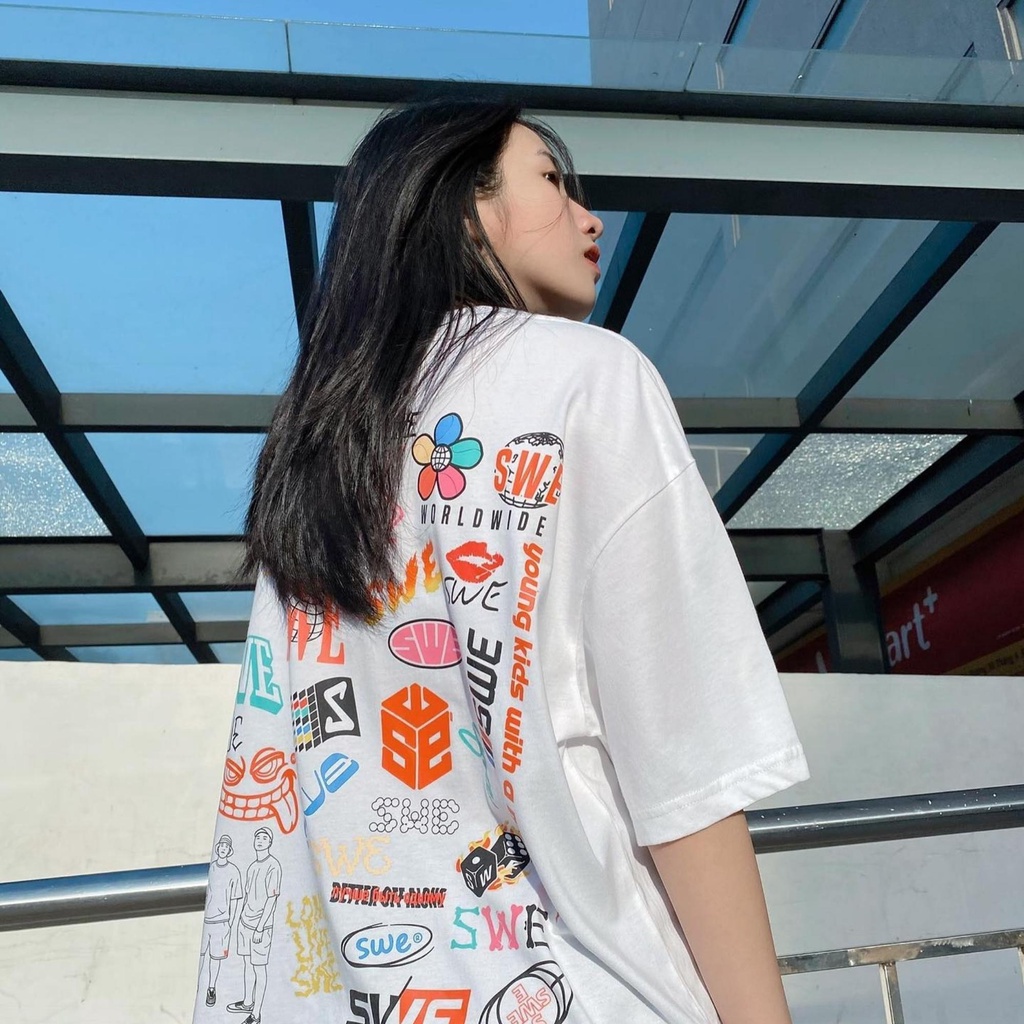 Áo Phông Rộng STYLE Áo Thun Nữ Nam Form Rộng Unisex Basic Local Brand SWE Freesize Phong Cách Ulzzang SE007