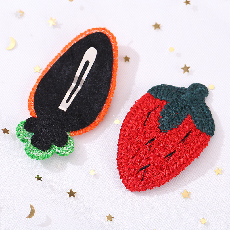 Kẹp tóc len dệt kim hình trái cây phong cách Hàn Quốc xinh xắn cho bé gái