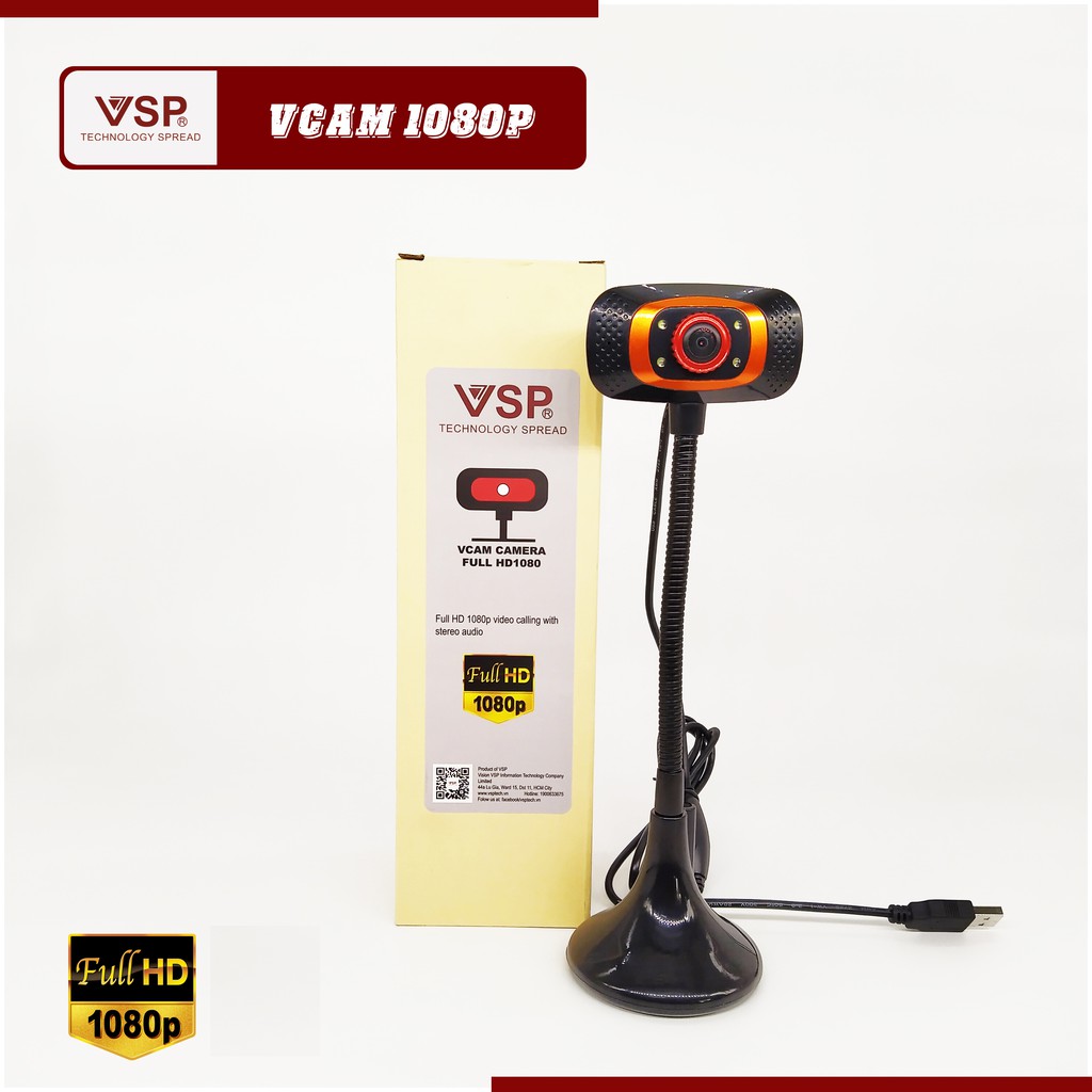Webcam VSP 1080p FullHD / Chân Cao / Có Đèn | BigBuy360 - bigbuy360.vn