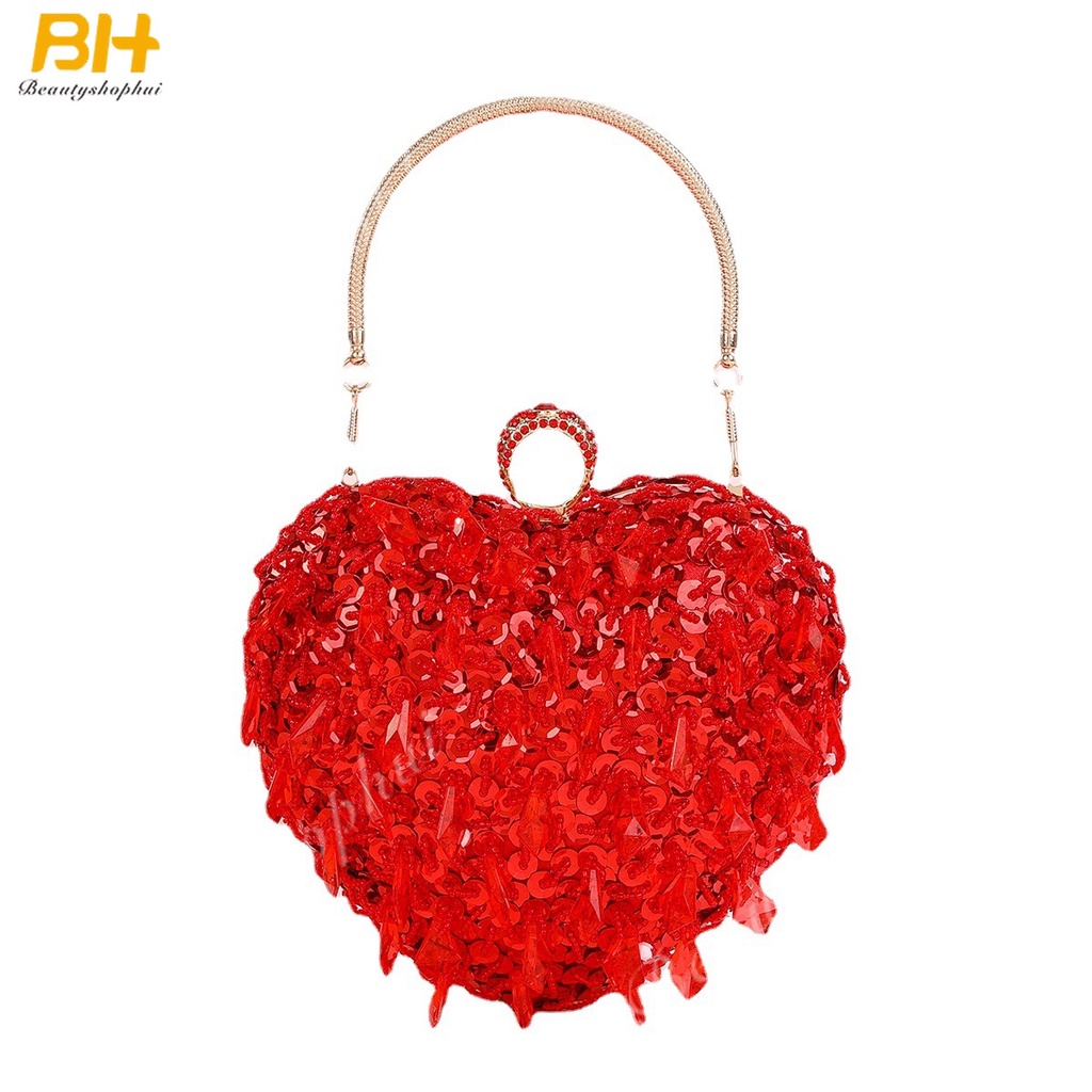 Ví Cầm Tay Thêu Họa Tiết Trái Tim Đính Hạt 2022 Thời Trang Dự Tiệc Cho Nữ