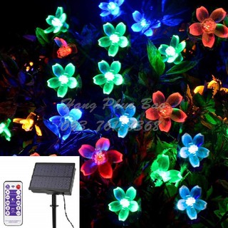 Đèn led dây năng lượng mặt trời hình bông hoa 60 bóng 11m 8 kiểu nháy 4 mức sáng