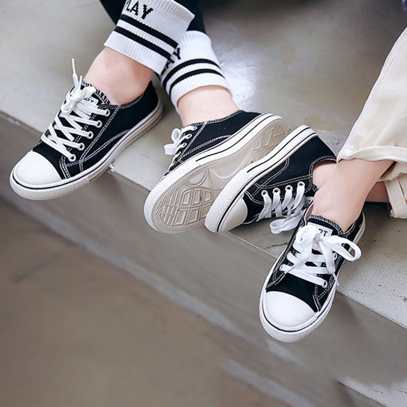 Giày canvas phong cách Hàn Quốc cổ thấp dành cho bé