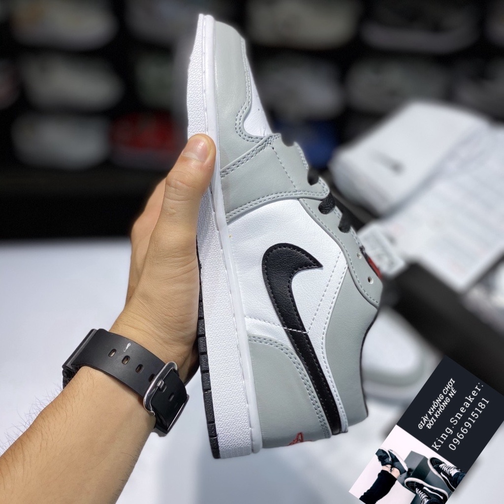 Giày Jordan 1 low light smoke grey, JD1 đen xám bản chuẩn Trung tặng box bảo vệ giày