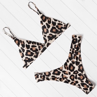 Bikini 2 mảnh hoạ tiết da báo không mút