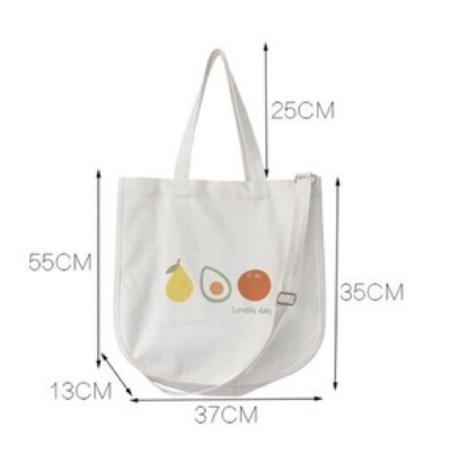 Túi tote 2 in 1 hình hoa quả form bầu cute (có sẵn, hình thật)