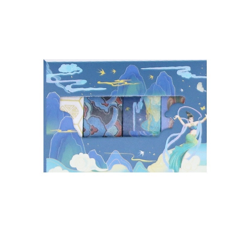 4 Cuộn băng keo washi RUIXIANG phong cách Trung Hoa cổ điển dùng trang trí sổ tay