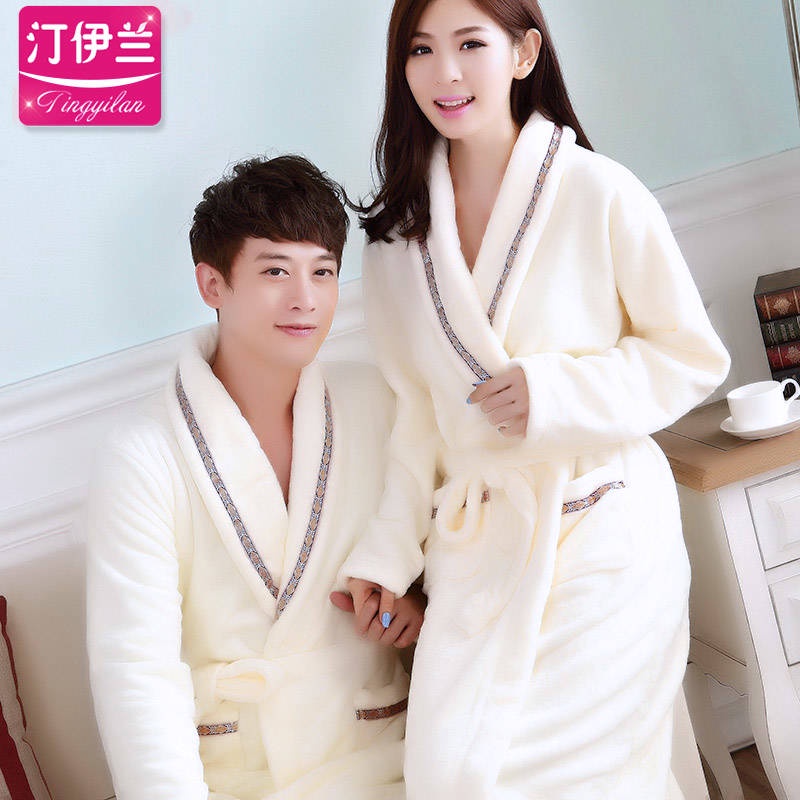 Áo Choàng Tắm Vải Nỉ San Hô Lông Cừu San Hô Dày Cho Nam Và Nữ