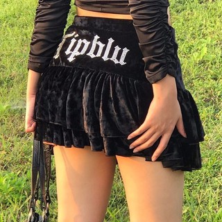 Chân váy xoè 2 tầng nhung - Velvet Ruffle Skirt