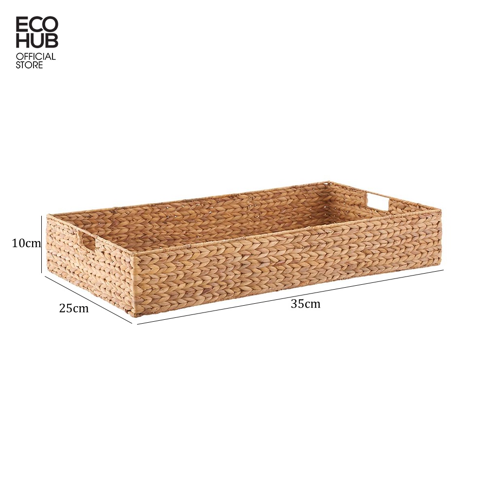 Khay cà phê, đựng đồ ECOHUB bằng lục bình có tay cầm (Water Hyacinth Tray With Handle)