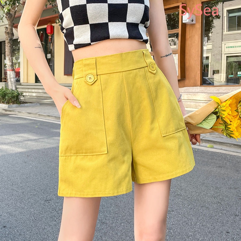 Quần Short Lưng Cao Màu Trơn Thời Trang Mùa Hè Cho Nữ