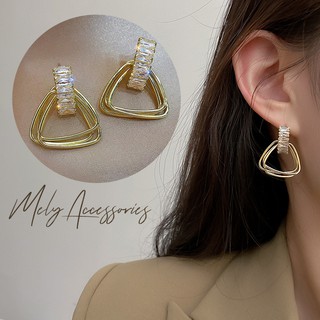 Bông tai tam giác pha lê cao cấp mạ vàng sang trọng dành cho nữ - Mely M2-04