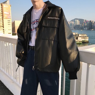 (ORDER) Áo bomber da trơn túi hộp form rộng Parachute