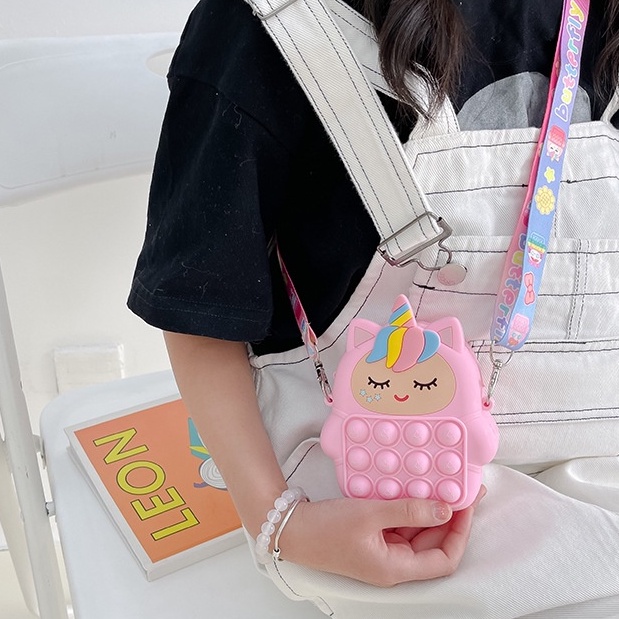 Túi Pop It giảm căng thẳng stress hiệu quả, Pop it túi mini đeo chéo siêu xinh cho bé