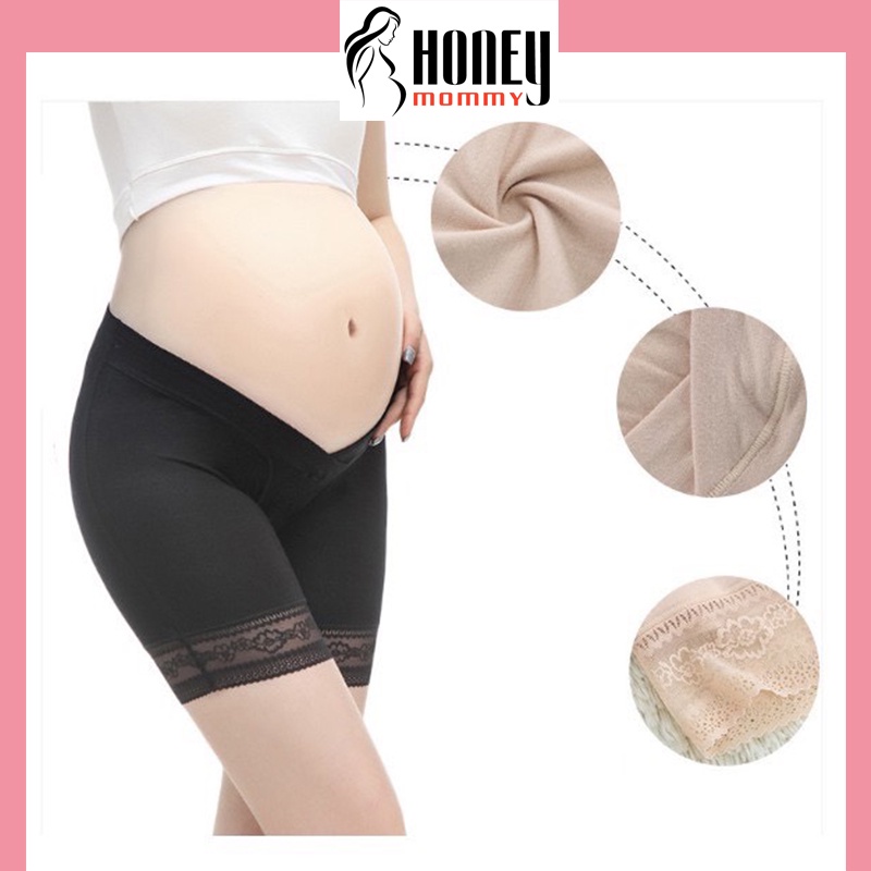 Quần Bầu Mặc Trong Váy Cạp Chéo Chất Cotton Phối Ren Honey Mommy
