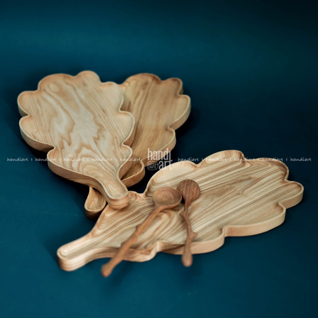 Khay gỗ lá cách điệu -  Wooden tray leaves (37*18cm)