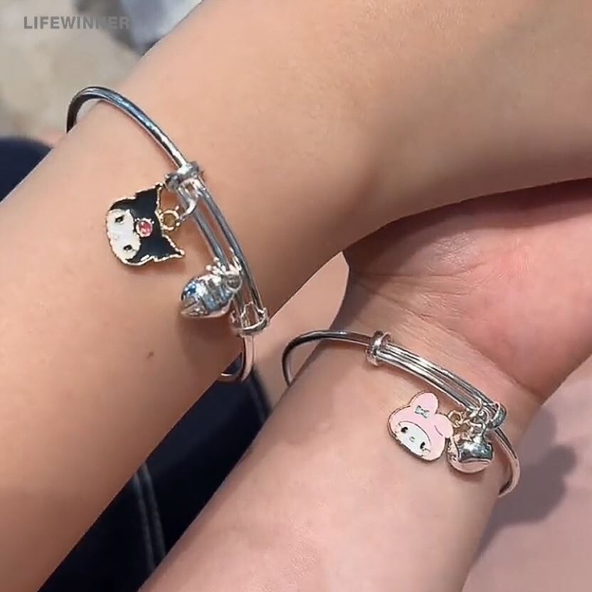 SANRIO Vòng Tay / Vòng Tay Mặt Chuông Hoạt Hình Cún Cinnamon / Melody Kuromi Melody Kuromi Dễ Thương Tùy Chỉnh Ngọt Ngào / Làm Quà Tặng