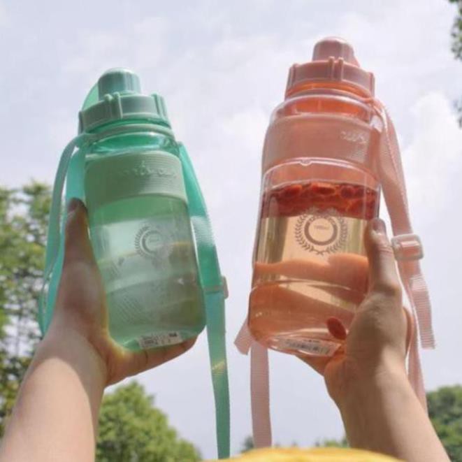Bình Nước 1000ML Có Ống Hút Và Dây Đeo