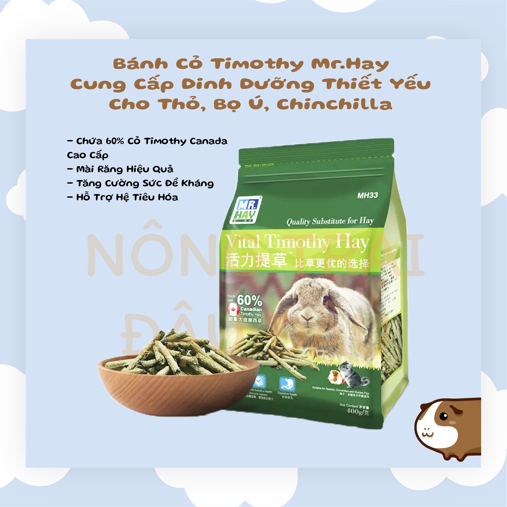 Bánh Cỏ Timothy Mr Hay Mài Răng, Hỗ Trợ Tiêu Hóa Cho Thỏ, Bọ Ú, Chinchilla 400g - MH33