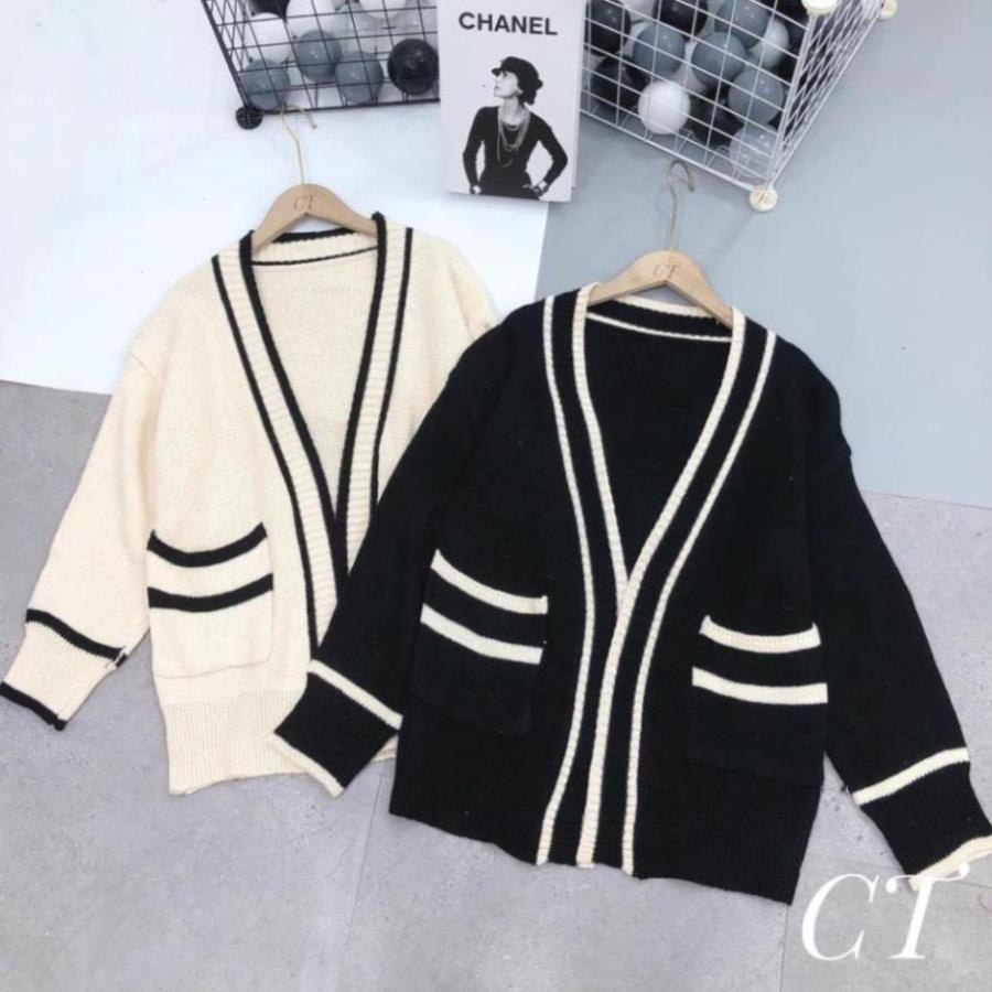 Áo khoác len cardigan CELORA, Áo Cadigan Nữ Thu Đông Khoát Ngoài Viền Đen Trắng Hàng Quảng Châu Cao Cấp Đẹp | BigBuy360 - bigbuy360.vn
