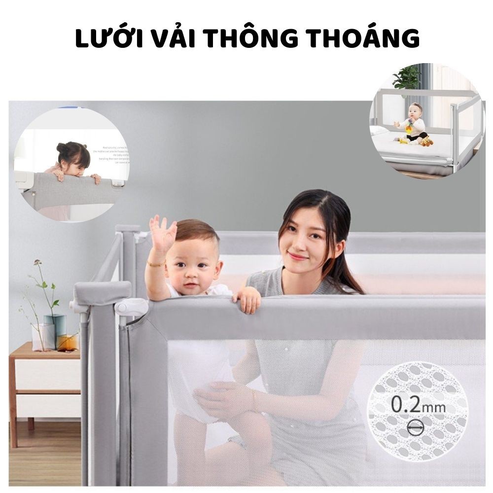 Thanh chắn giường Umoo chặn giường an toàn 1m6 1m8 2m 2m2 (giá 1 thanh) làm quây cũi cho bé chơi