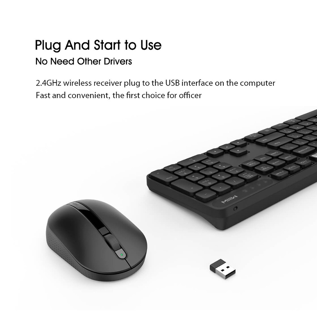 Set bàn phím và chuột không dây MIIIW Wireless Keyboard Mouse Set B03 104 Keys 2.4G IPX4