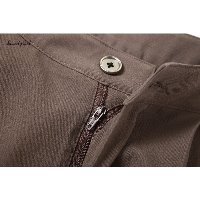 Quần ống rộng Lưng Cao Màu Trơn Thời Trang Đường Phố 2022 Cho Nữ