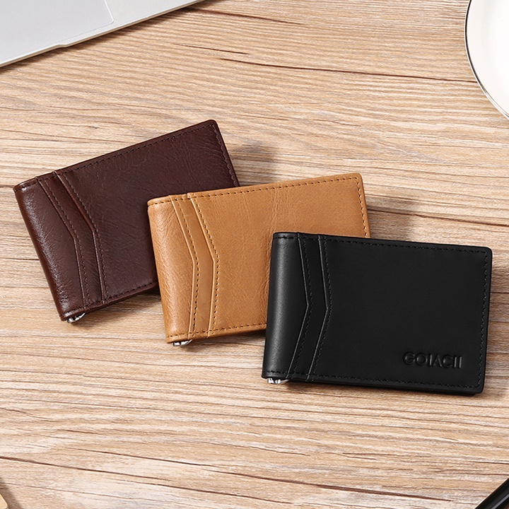 Ví da bò nam mini đựng thẻ card thông minh chống RFID phong cách doanh nhân - V2102